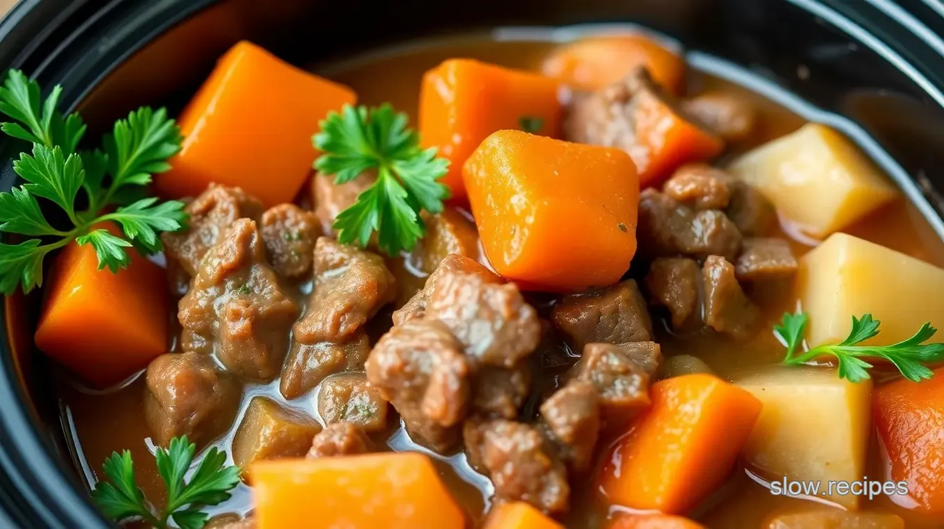 Hearty Slow-Cooked Beef Stew in a Crock Pot