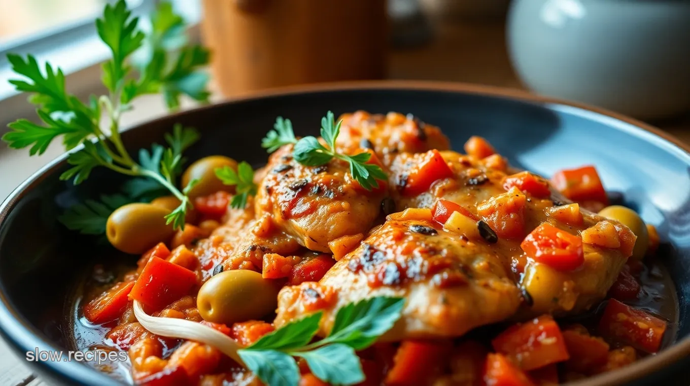 Mediterranean Slow Cooker Chicken with Olives and Tomatoes