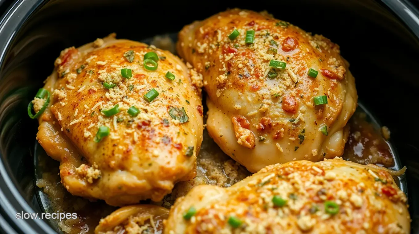 Savory Garlic Herb Chicken Thighs in a Slow Cooker