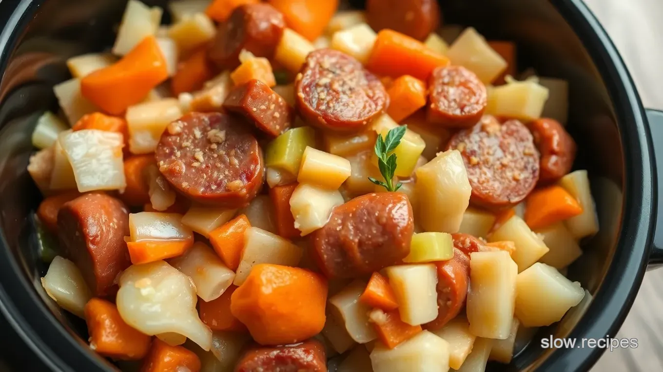 Slow Cooker Cabbage and Sausage Stew