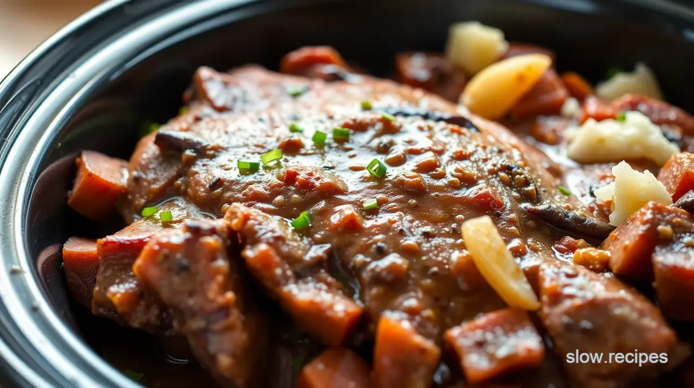 Slow Cooker Flank Steak with Garlic and Herbs