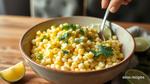 Mixing Fresh Corn Salad with Zesty Lime Dressing