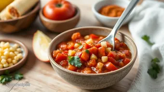 Mixing Tomato Salsa with Fresh Corn Flavor