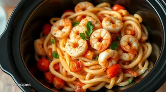 Quick Crockpot Shrimp Pasta Delight