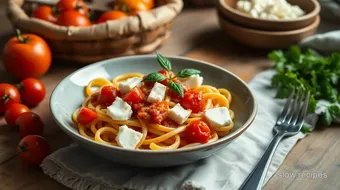 Sautéed Pasta with Tomatoes & Goat Cheese