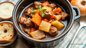 3 qt slow cookers crock pot: Easy Savory Beef Stew Recipe to Warm You Up! recipe card