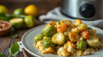 Slow Cooker Brussels Sprouts Creamy Gratin