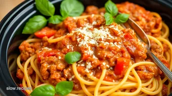 Slow Cooker Spaghetti Delightful & Easy Recipe recipe card