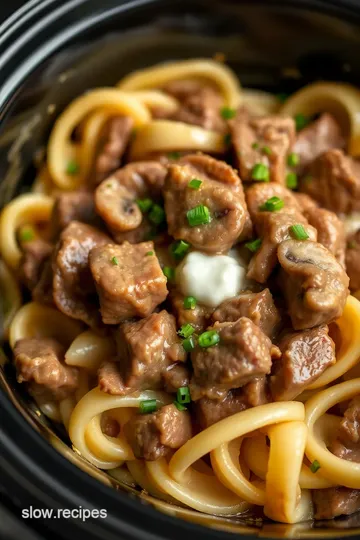 Drew Barrymore s Slow Cooker Beef Stroganoff presentation