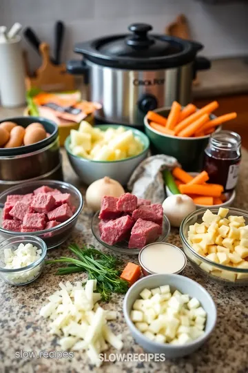 Hearty Slow-Cooked Beef Stew in a Crock Pot ingredients