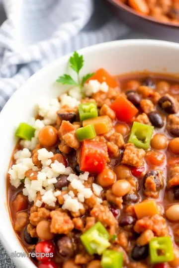 Hearty Slow Cooker Ground Turkey Chili presentation