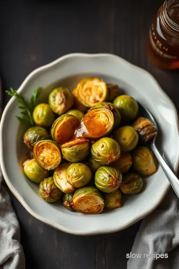 Roasted Brussels Sprouts with Spicy Honey presentation