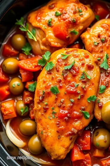 Mediterranean Slow Cooker Chicken with Olives and Tomatoes presentation