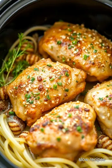 Savory Garlic Herb Chicken Thighs in a Slow Cooker presentation