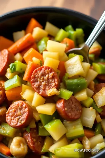 Slow Cooker Cabbage and Sausage Stew presentation