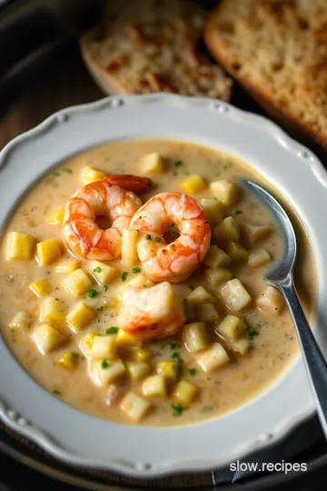 Slow Cooker Cajun Corn and Shrimp Chowder presentation