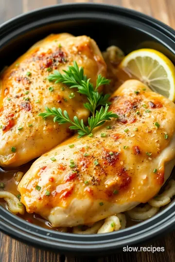 Slow Cooker Lemon Garlic Chicken Breasts presentation