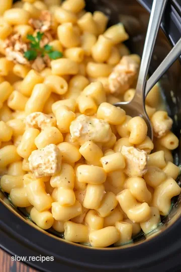 Slow Cooker Chicken Mac and Cheese Delight presentation