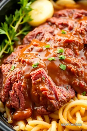 Slow Cooker Flank Steak with Garlic and Herbs presentation