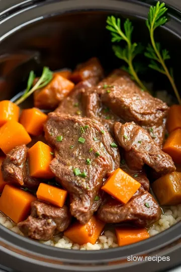 Slow Cooker Sirloin Steak with Root Vegetables presentation