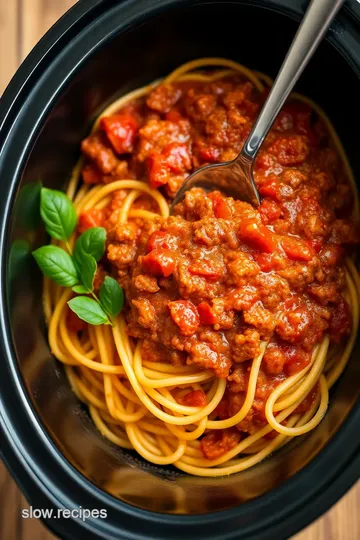 Slow Cooker Spaghetti with Meat Sauce presentation